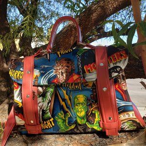 COPY - Red Vinyl Monsters Messenger Handbag